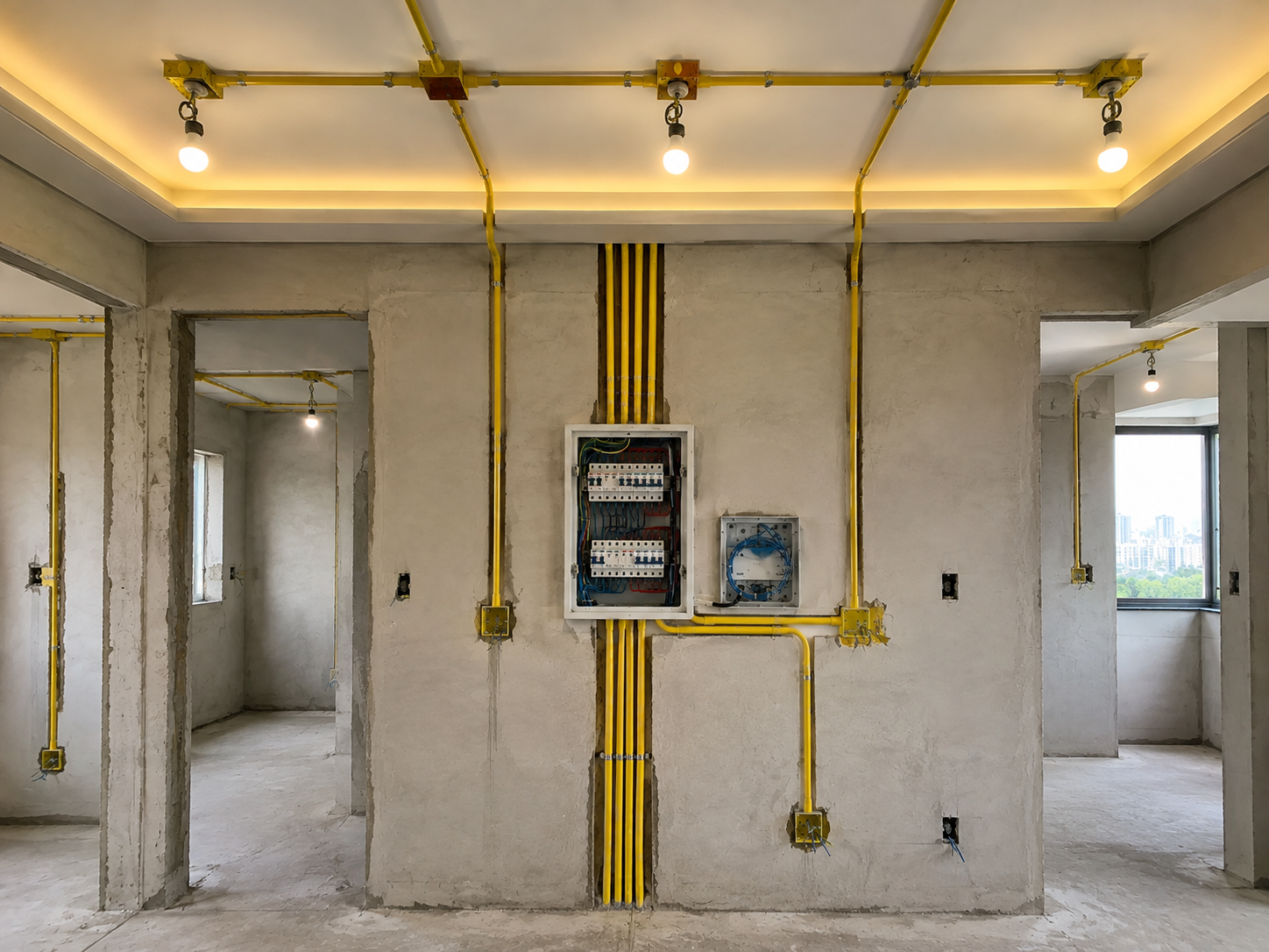 Infraestrutura elétrica de obra residencial